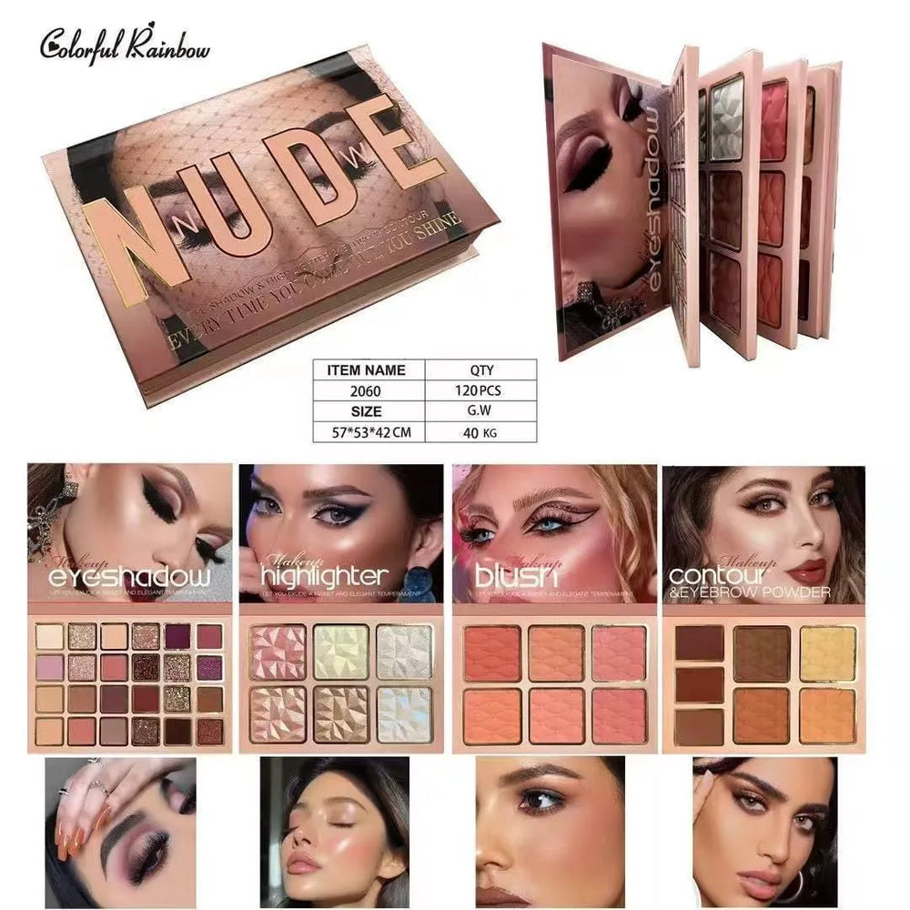 Colourful Rainbow Nude 4-Fold Makeup Palette Colourful Rainbow
