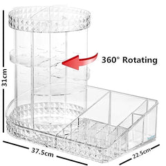 Diamond Pattern Dressing Case 360° Rotating Cosmetics Organiser Cosmia