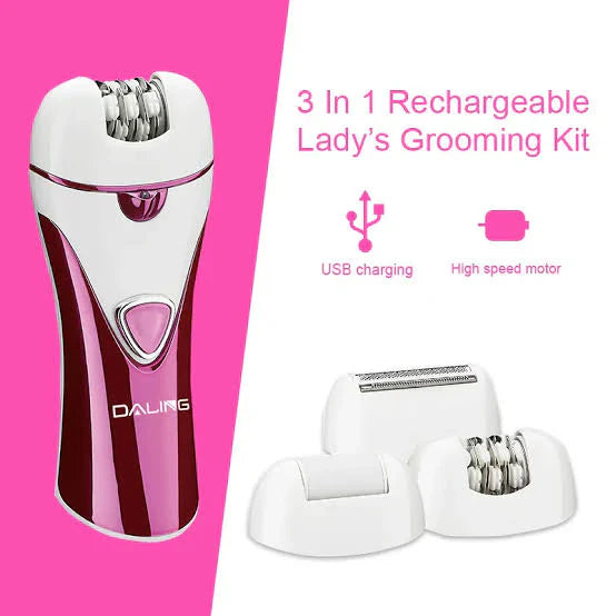 DALING DL-6017 Epilator for Women - 3 in 1 Rechargeable Grooming Kit Daling