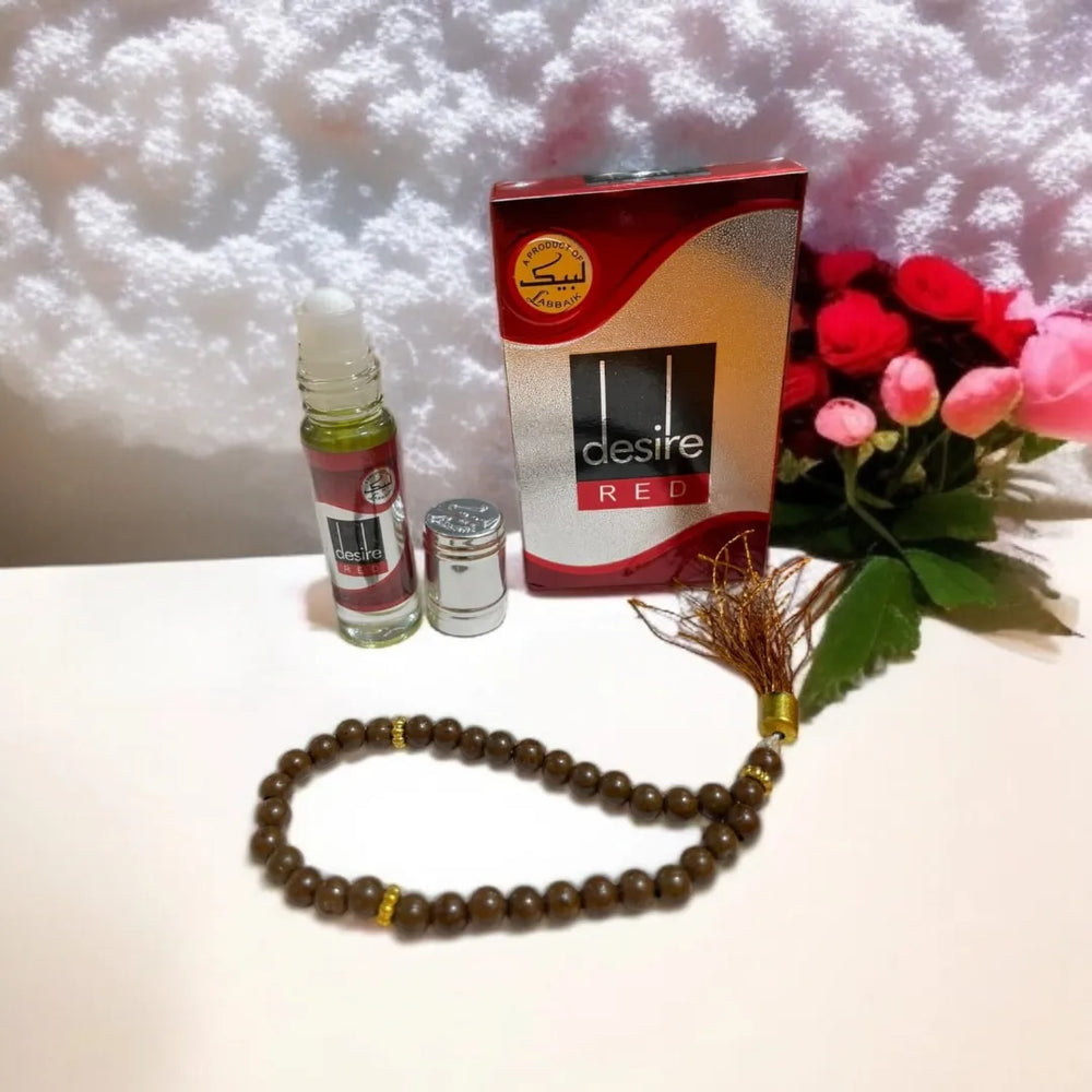 Desire Red Attar With Tasbeeh Alcohol-Free Fragrance - 6ml Cosmia