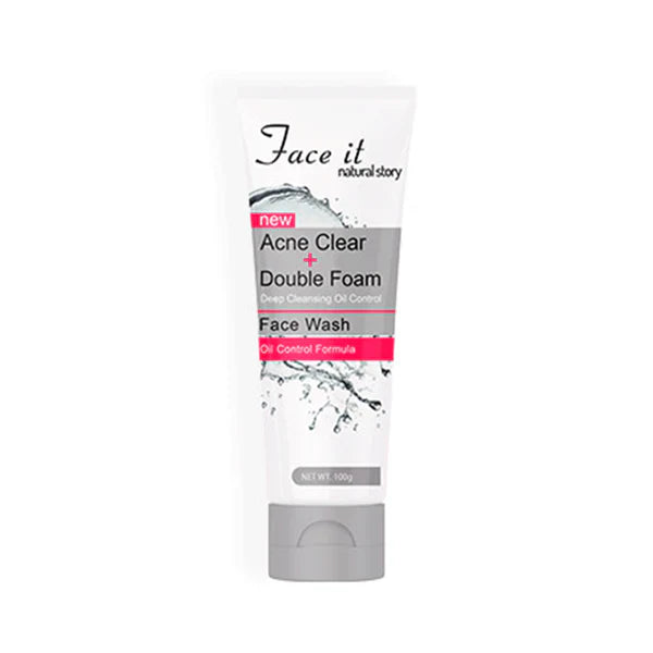 Face It New Acne Clear + Double Foam Face Wash 100g Face It
