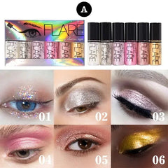 Flare Glitter Eye Shadow - 6Pcs Flare