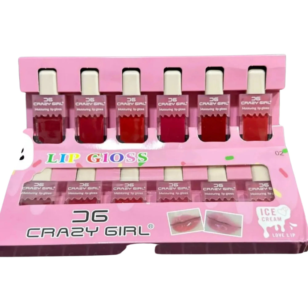 Crazy Girl Waterproof Long Lasting Ice Cream Lip Gloss Pack of 6 Crazy Girl