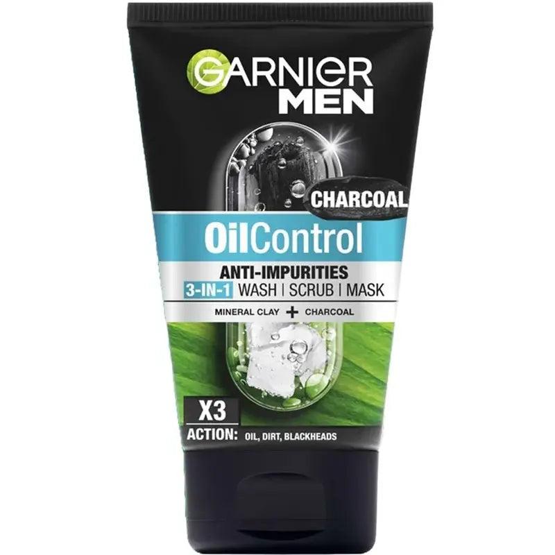Garnier Men Oil Control 3-in-1 Charcoal Foam - 100ml Garnier