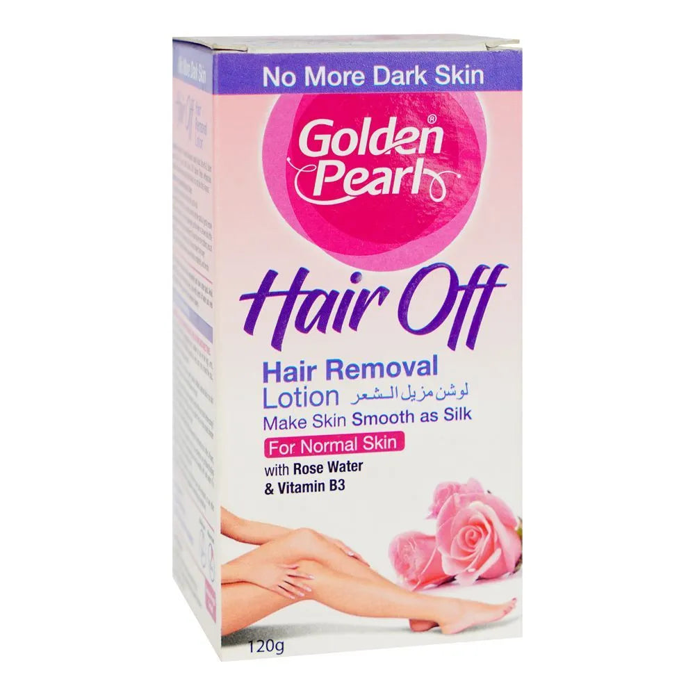 Golden Pearl Hair Off Hair Removal Lotion With Rose Water & Vitamin B3, For Normal Skin - 120g Golden Pearl