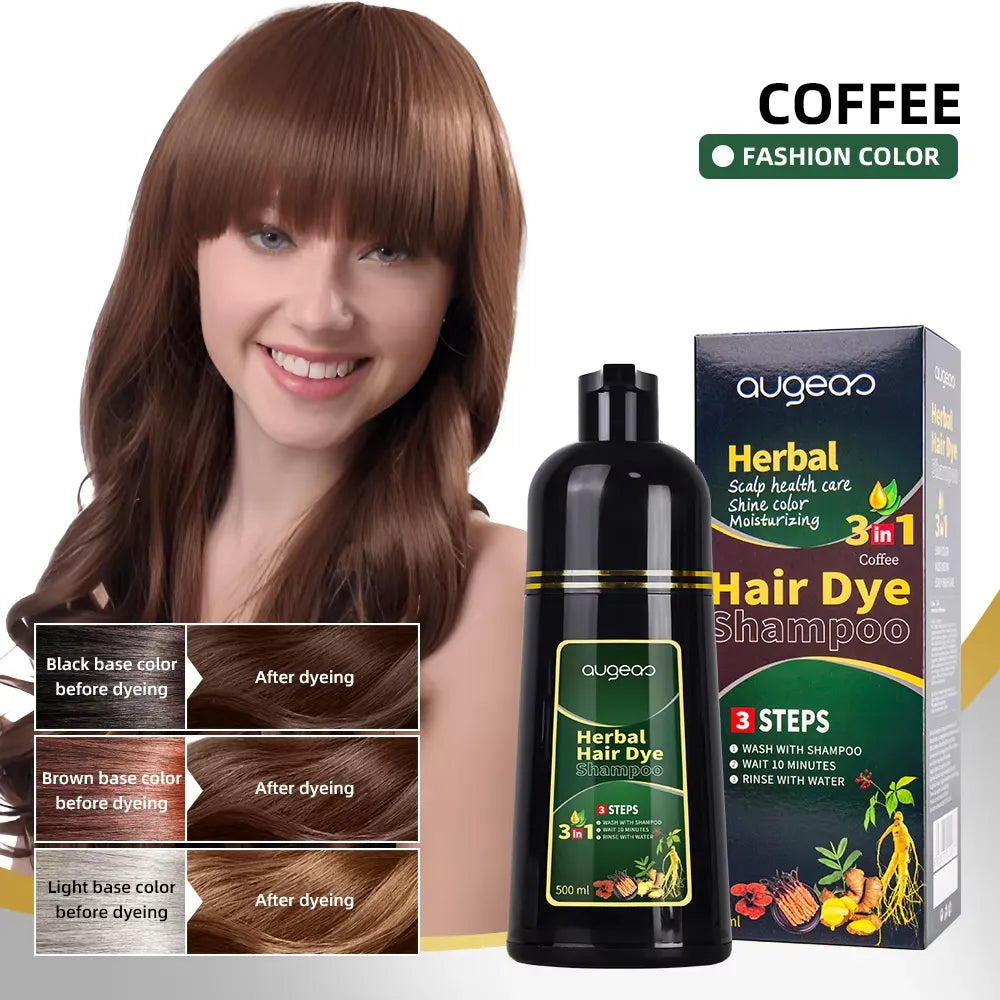 AUGEAS 3-in-1 Herbal Hair Coffee Color Shampoo – 500ml Augeas