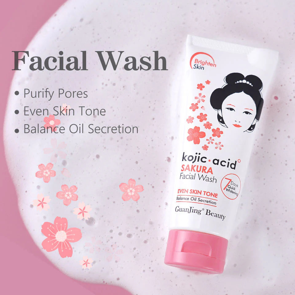 Guanjing Kojic Acid Sakura Facial Wash - 100g Guanjing