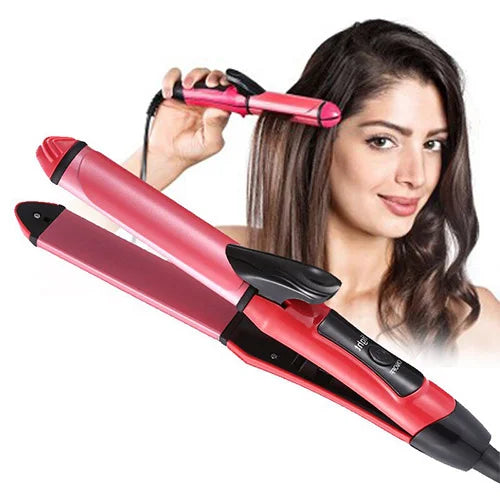 Kemei 2 in 1 Hair Straightener and Curling Iron Clipper Wand Kemei