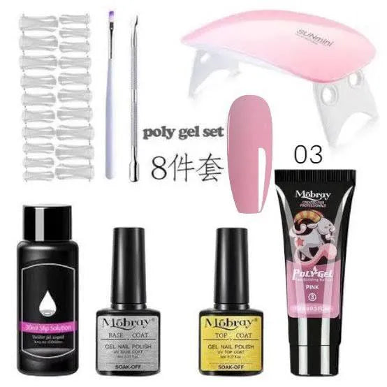 Poly Gel Nail Set - High Quality - With UV Led Nail Lamp , Nails Cosmia