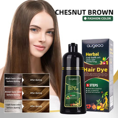 AUGEAS 3-in-1 Herbal Hair Chestnut Brown Color Shampoo – 500ml Augeas