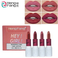Hengfang Hey Girl! Wonderful Mini Tube Matte Finish Lipstick 4 Pcs Set Heng Fang