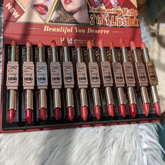 Hold Morning 2 in 1 Double lipstick 12Pcs pack Hold Morning