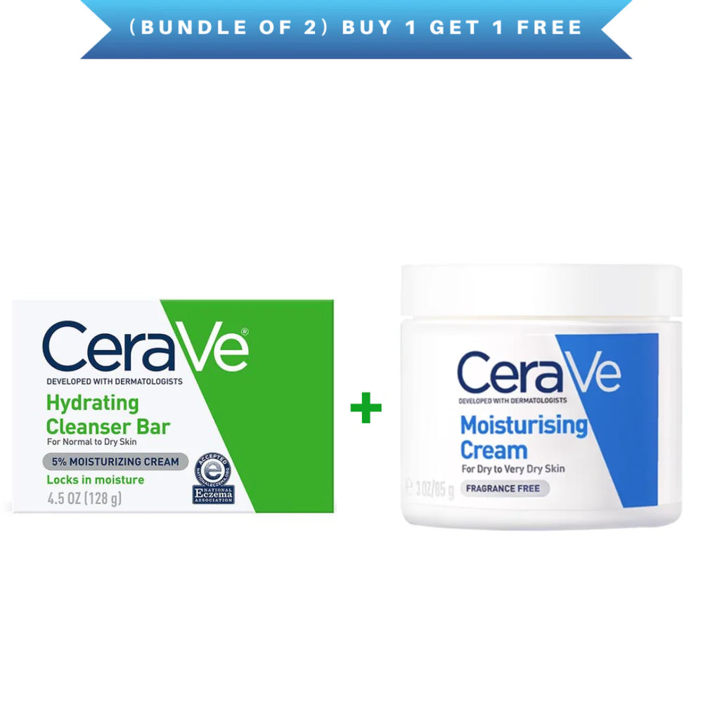 Cerave (Bundle of 2) Moisturizing Cream with Hydrating Cleanser Bar CeraVe