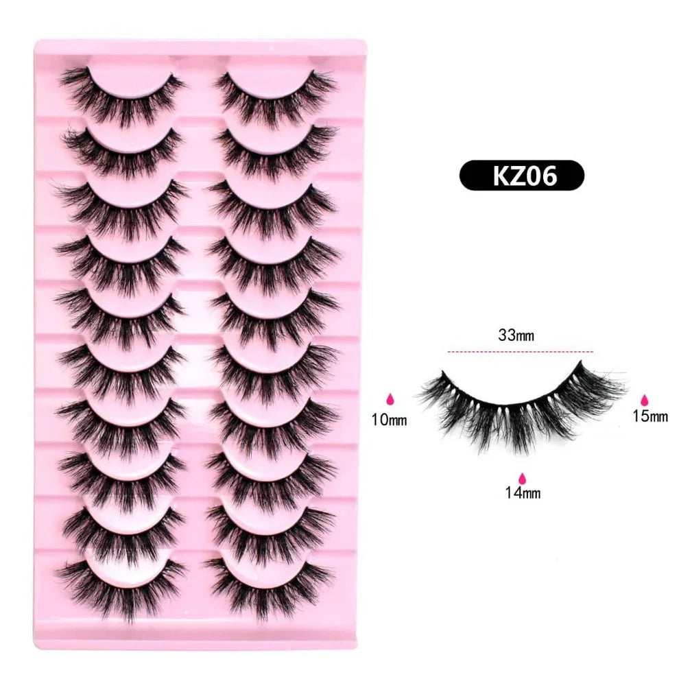 10 Pairs Mink Eyelashes KZ06 Cosmia.pk