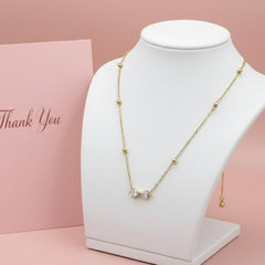 Stainless Steel Bow Zircon Necklace Cosmia