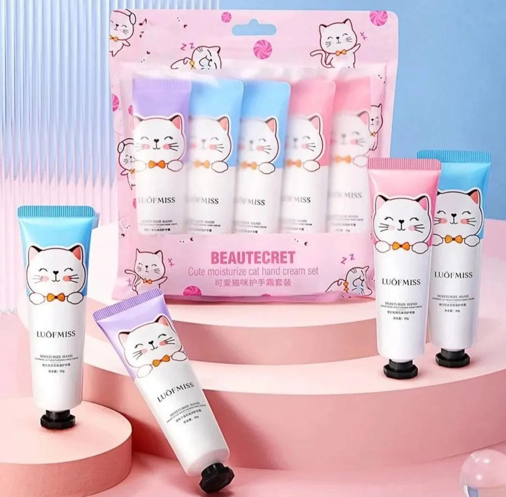 Loufmiss 5Pcs Cute Cat Hand Cream Set Loufmiss