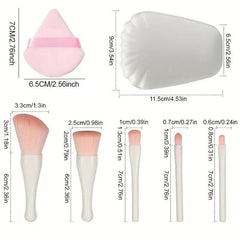Cosmetic Brush Set with Mirror - 5-Piece Mini Cosmetic Brush Set Cosmia.pk