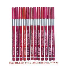 12 Pcs KATHLEEN Long Lasting lipliner Thick Pencil Red Set KATHLEEN