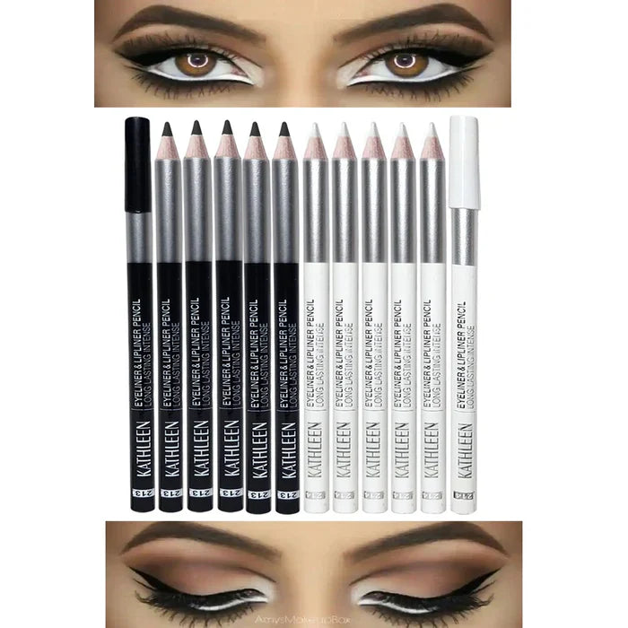 Kathleen 12 Pcs Black And White Eye liner Pencil KATHLEEN