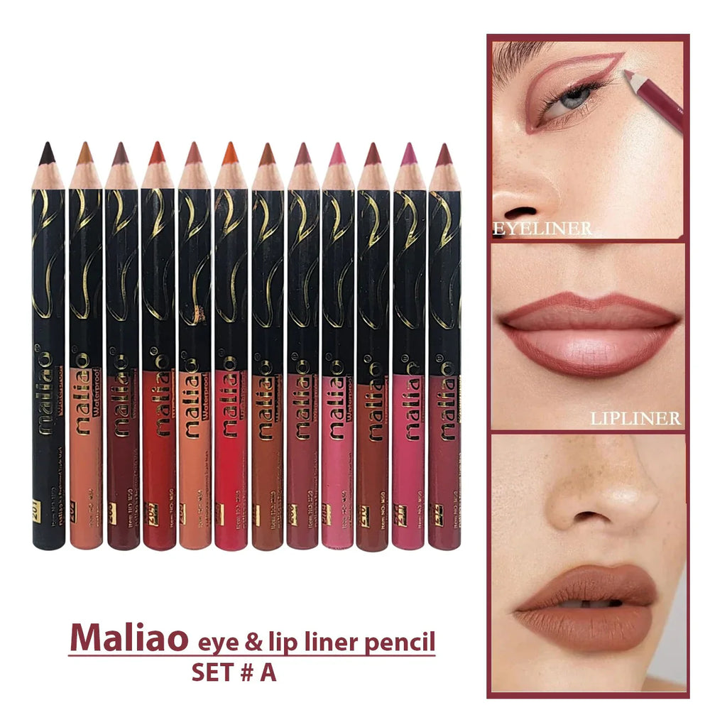 Maliao 12 Pcs Eye & Lip Liner Pencil Maliao