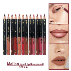 Maliao 12 Pcs Eye & Lip Liner Pencil Maliao