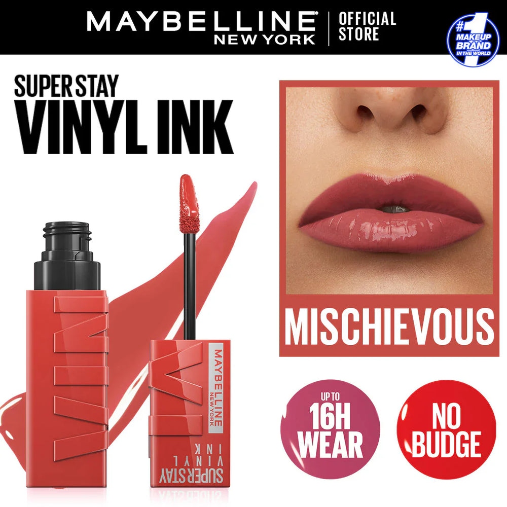 Original Maybelline Superstay Vinyl Ink Liquid Lipstick - Mischievous 62 Maybelline