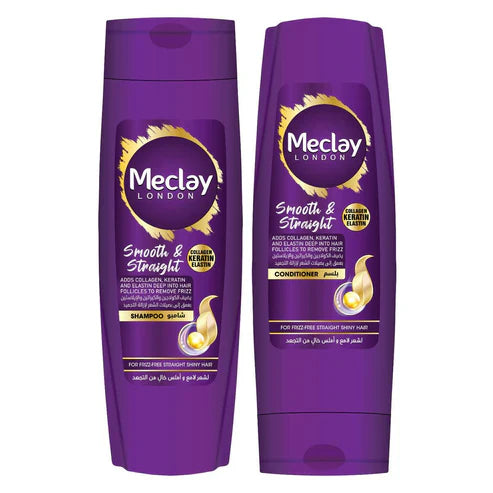 Meclay London Smooth & Straight Shampoo - 185ml + Conditioner - 180ml Pair Box Meclay London