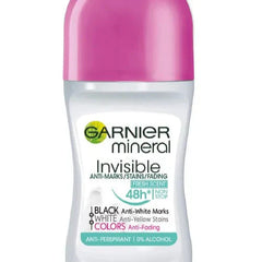 Garnier Mineral Ladies Roll On Invisible Black, White and Colours New Fresh Scent - 50ml Garnier