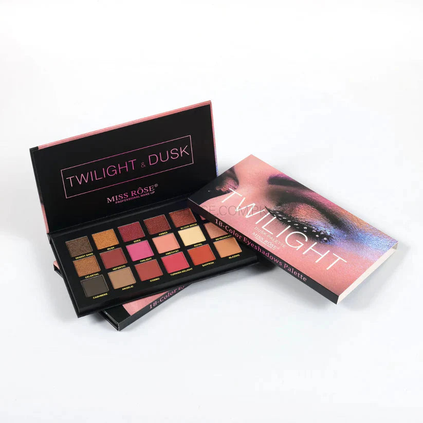 Miss Rose Twilight Dusk Palette Matte And Shimmer Eyeshadow - 18 Color Miss Rose