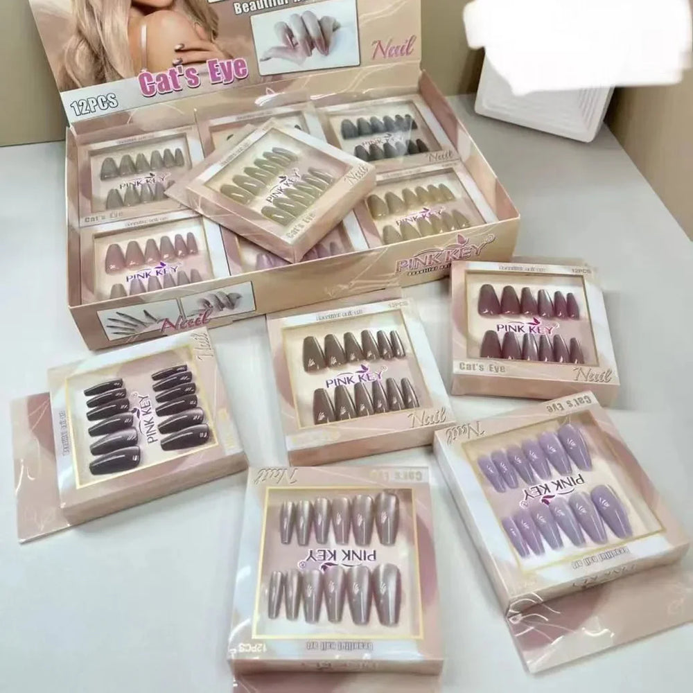 Pink Key "Cat's Eye" Press-on Fake Nails Pink Key