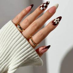 Premium 12 Pcs Nails Mottled Almond False Nails Cosmia