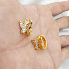 QX Quan Xing Jewelry Butterfly-Shaped Gold-Colored Hoop Earrings Cosmia