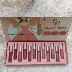 Qoiden Rose QR Soft And Matte Lipgloss - 12 Pcs Qoiden Rose