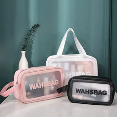 3 Piece Clear Travel Toiletry Bag Set – PVC Waterproof Makeup Pouch Cosmia
