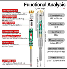 Intelligent Voltage Tester Pen AC/DC 24-250V Indicator - Each Cosmia.pk
