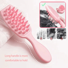 Silicone Shampoo Scalp Massager Brush, Long Handle, Soft & Comfortable Brush Cosmia