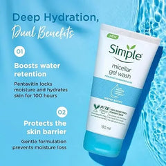 Simple Micellar Facial Gel Wash – Water Boost - 150ml Simple