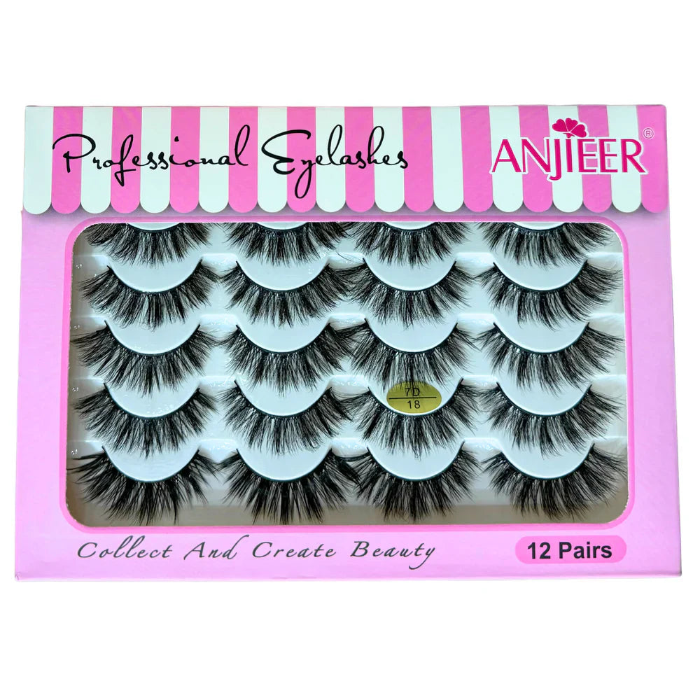 Anjieer 12 Pairs Mink Lashes - Reusable Anjieer