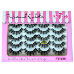 Anjieer 12 Pairs Mink Lashes - Reusable Anjieer