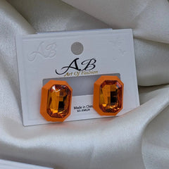 Rectangular Faceted Crystal Stud Earrings Cosmia