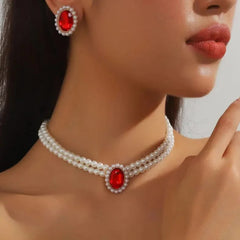 Pearl & Crystal Rhinestone Jewellery Set Cosmia.pk