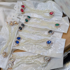 Pearl & Crystal Rhinestone Jewellery Set Cosmia.pk