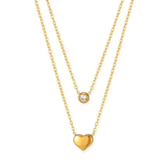 Stainless Steel Heart Double Layer Chain Cosmia