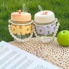 Pearl Chain Sipper Glass Cup Cosmia.pk