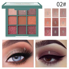 MISS ROSE Pearlescent Powder Matte Eyeshadow Palette - 9 Colors Miss Rose