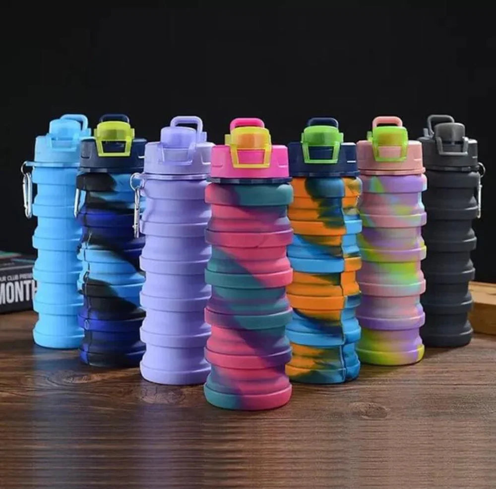 Creative Portable Silicone Folding Sports Water Bottle - 500ml - Each Cosmia.pk