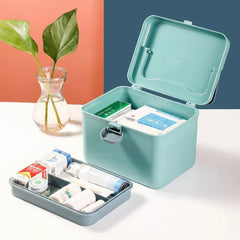 Portable Handle Double Layer Medicine Storage Box Cosmia.pk