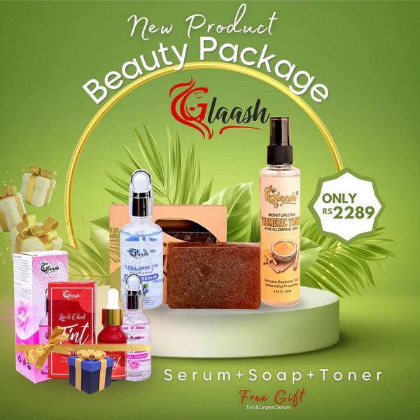 Glaash Pack of 03 Serum + Soap + Toner With Free Gift Red Fire Tint Niacinamide Facial Serum Glaash