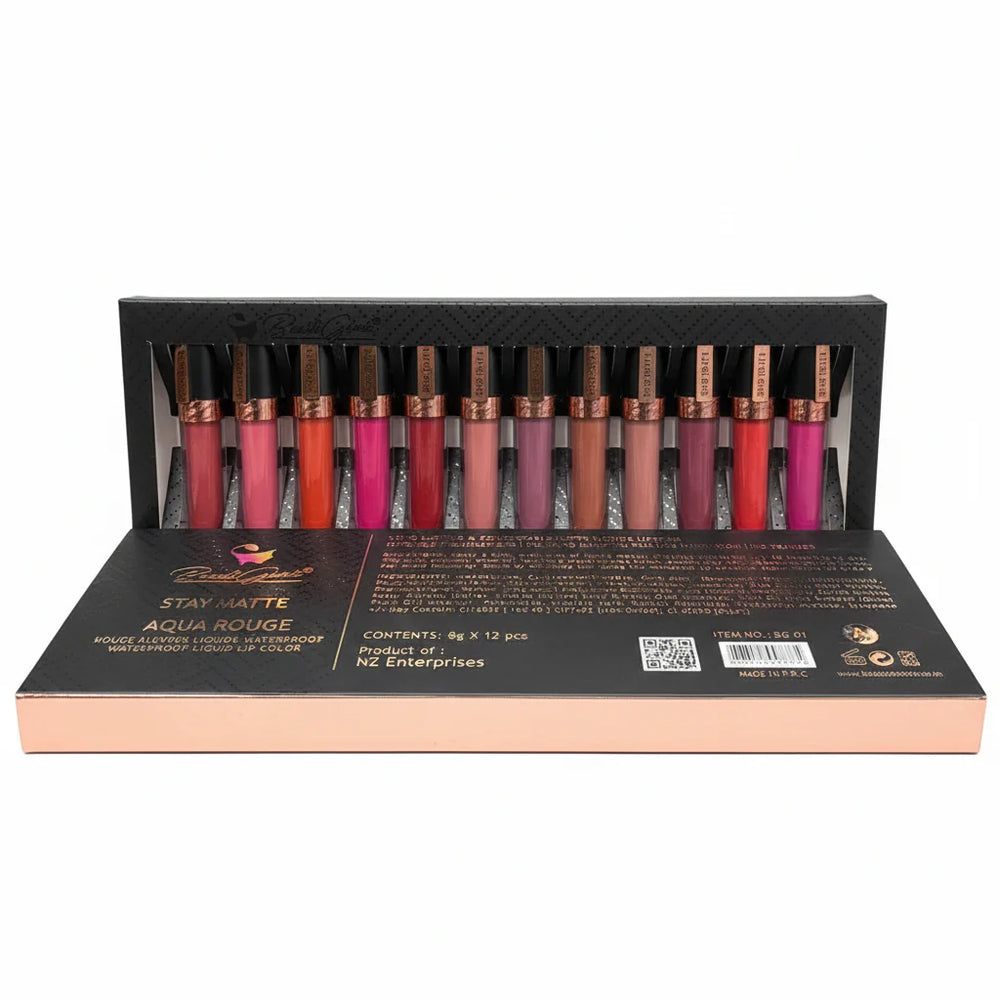Beauty Genic Stay Matte Aqua Rage Lip Gloss Pack of 12 Beauty Genic