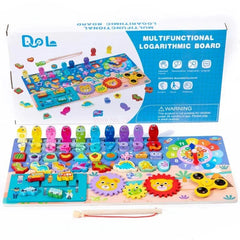 Wooden 8 in 1 Montessori logarithmic Activity Busy Board Cosmia.pk